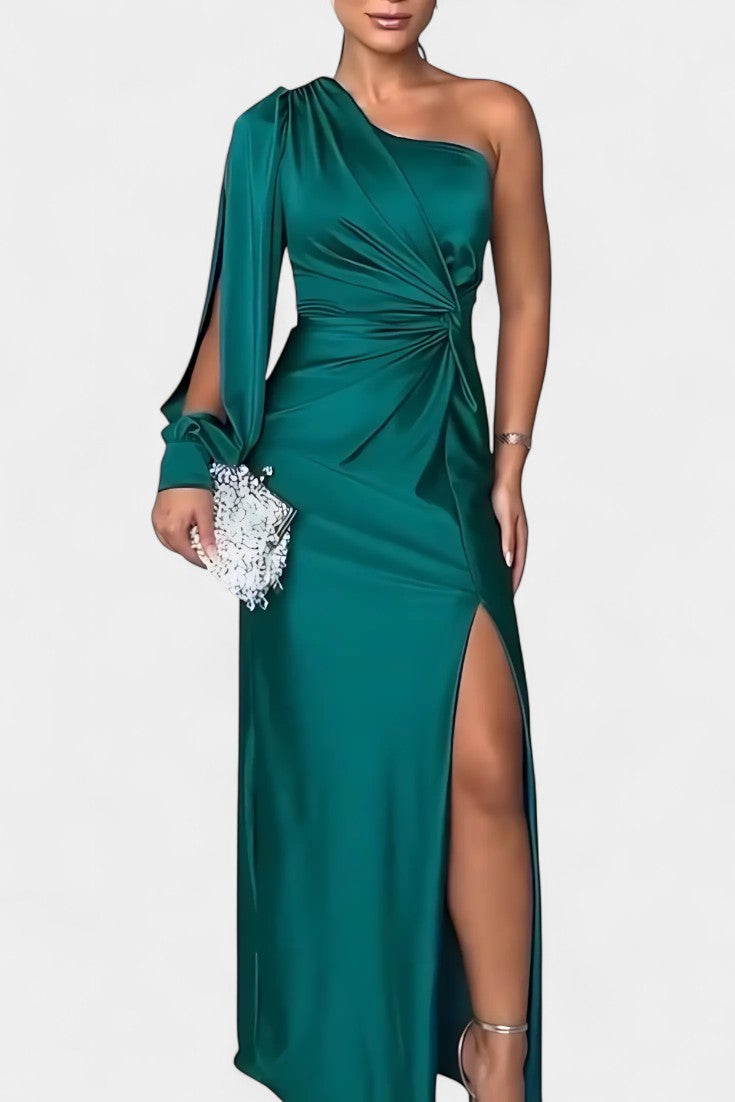 Charlotte Asymmetric Draped One-Shoulder Dress