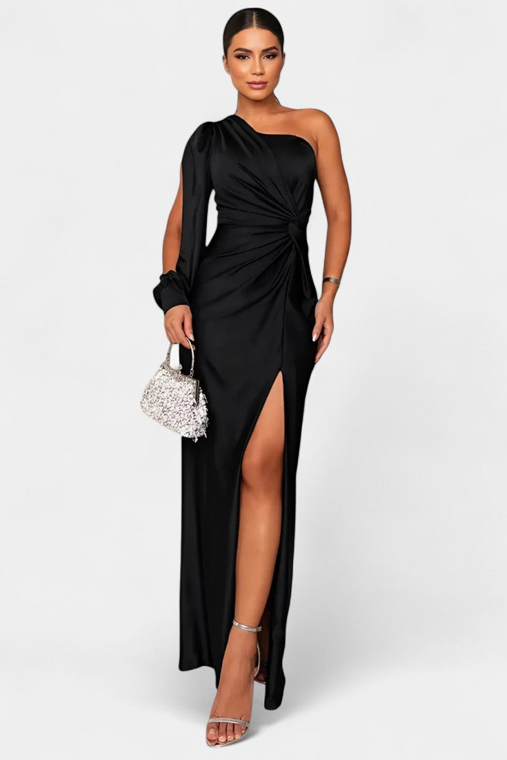 Charlotte Asymmetric Draped One-Shoulder Dress