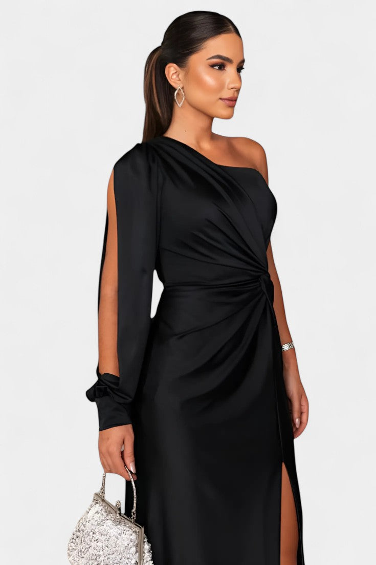 Charlotte Asymmetric Draped One-Shoulder Dress