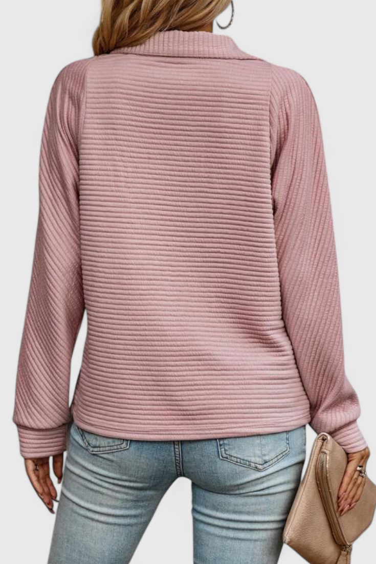 Helene Zip V-Neck Long Sleeve Jumper