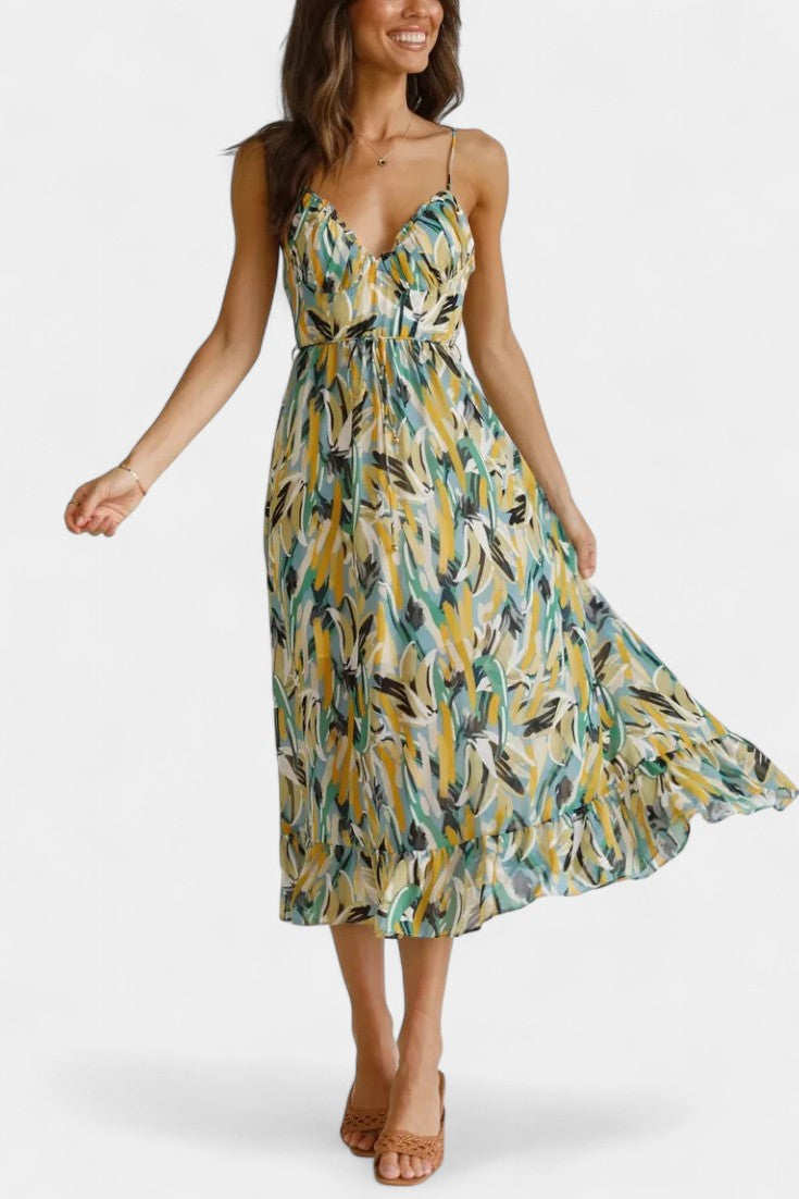 Fiona Vibrant Print Midi Dress