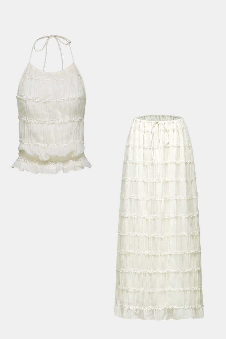 Eugenie Pleated Top & Skirt Matching Set