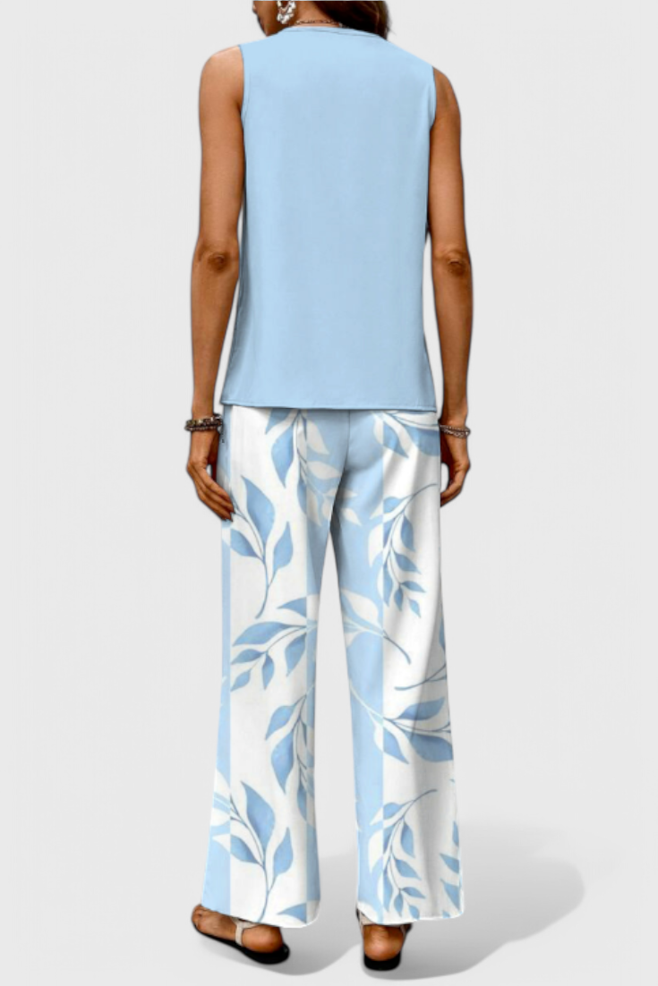 Una Layered Top & Wide-Leg Trouser Set