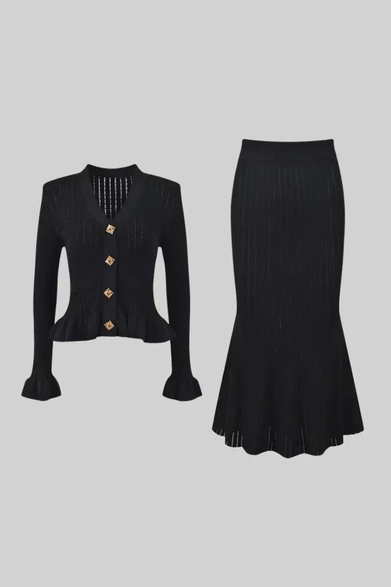 Cressida Refined Knit Midi Dress & Buttoned Top Set