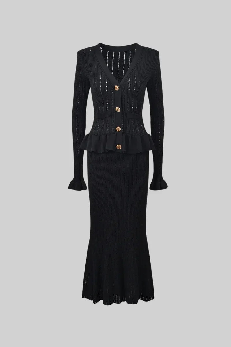 Cressida Refined Knit Midi Dress & Buttoned Top Set