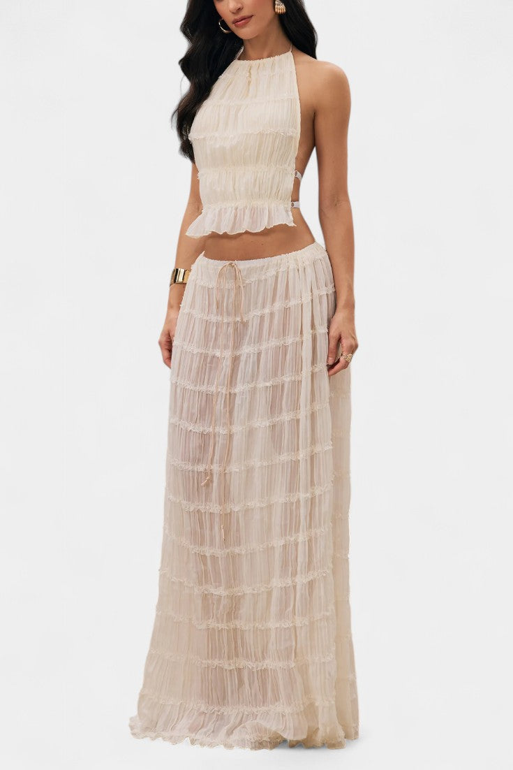 Eugenie Pleated Top & Skirt Matching Set
