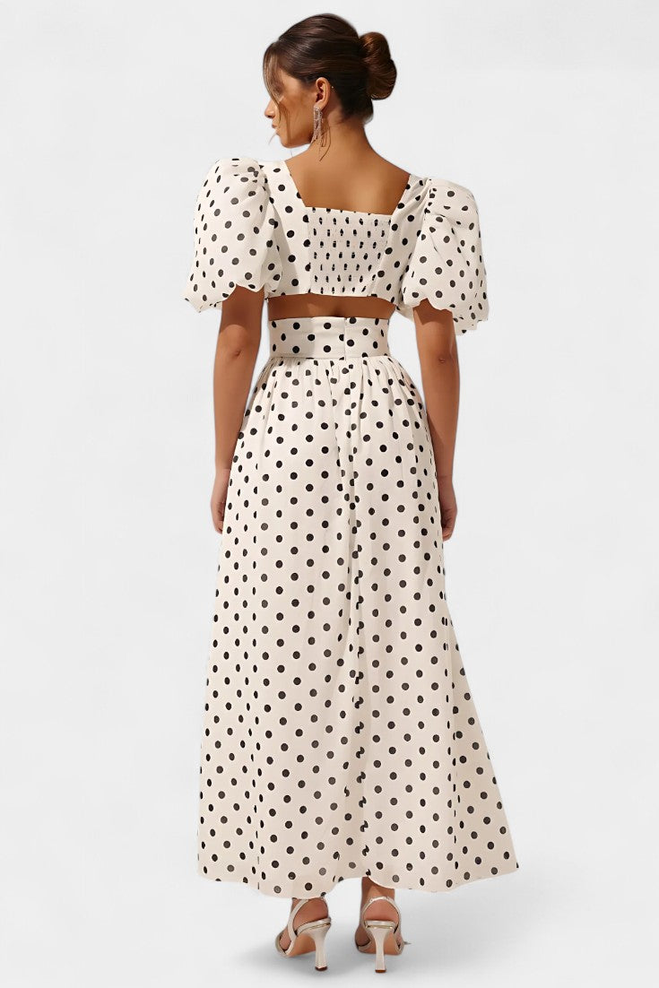 Taylor Polka Dot Puff Sleeve Skirt Set