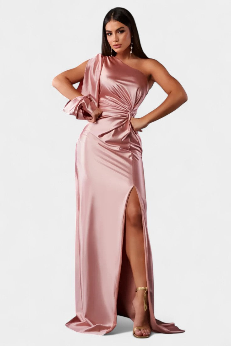Charlotte Asymmetric Draped One-Shoulder Dress