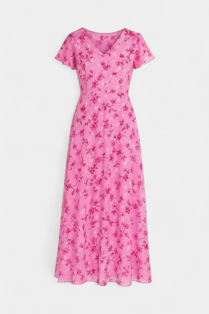 Amara Floral Flutter Sleeve Maxi Dress