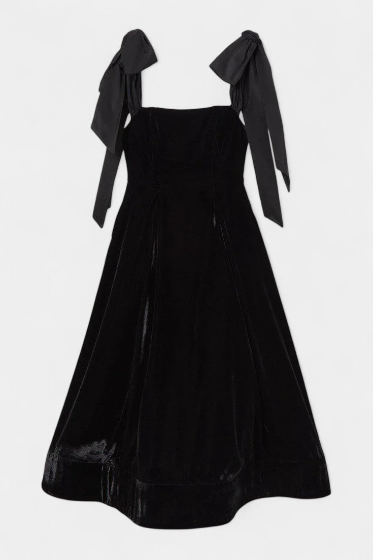 Ajla Strapless Velvet Bow Midi Dress