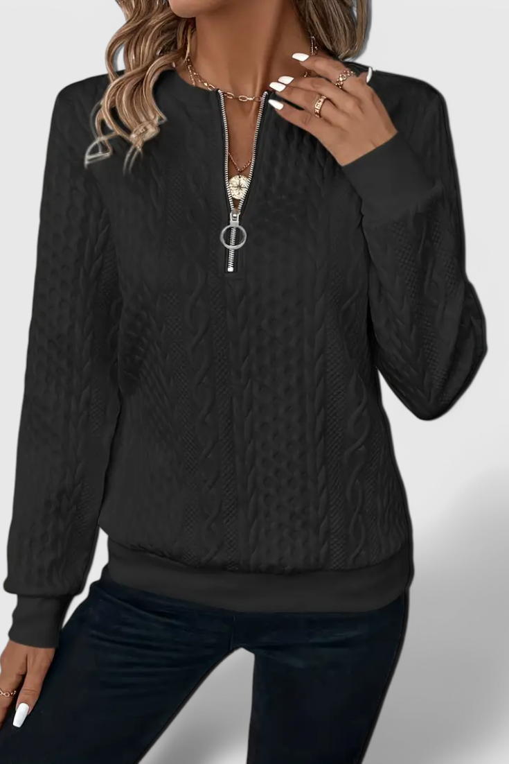 Zoey Soft Zip-Up Knit Jumper