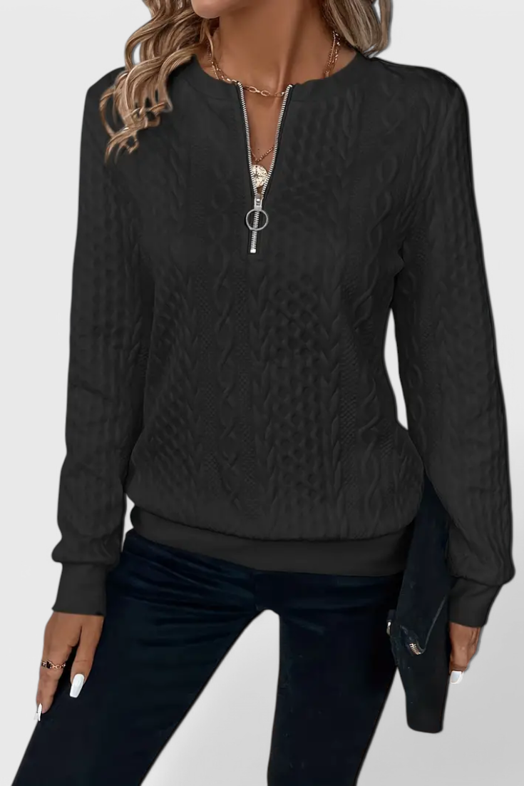 Zoey Soft Zip-Up Knit Jumper