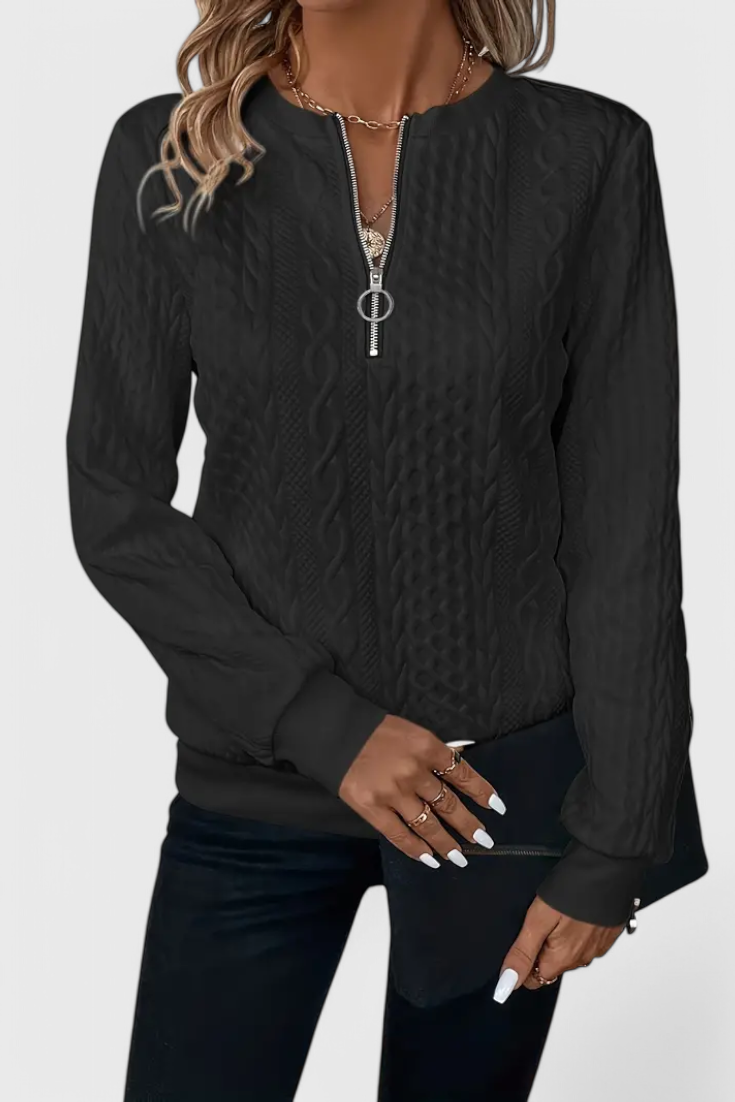 Zoey Soft Zip-Up Knit Jumper