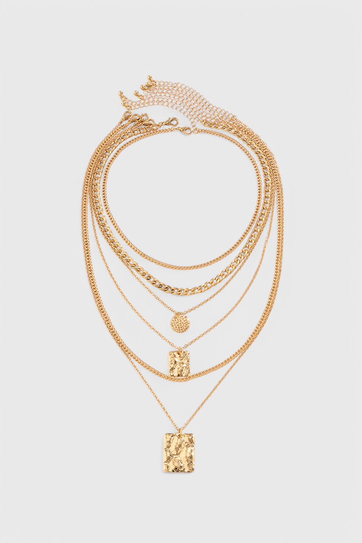 Metal Chain Geometric Pendant Necklace
