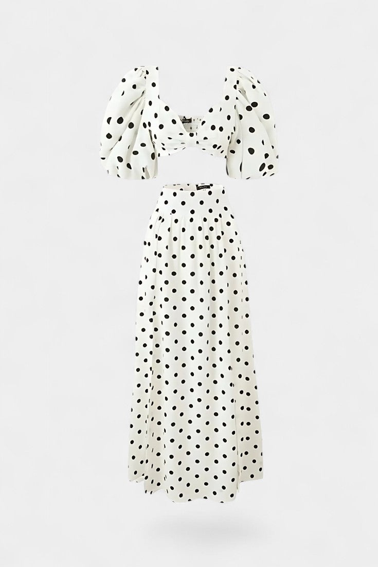 Taylor Polka Dot Puff Sleeve Skirt Set