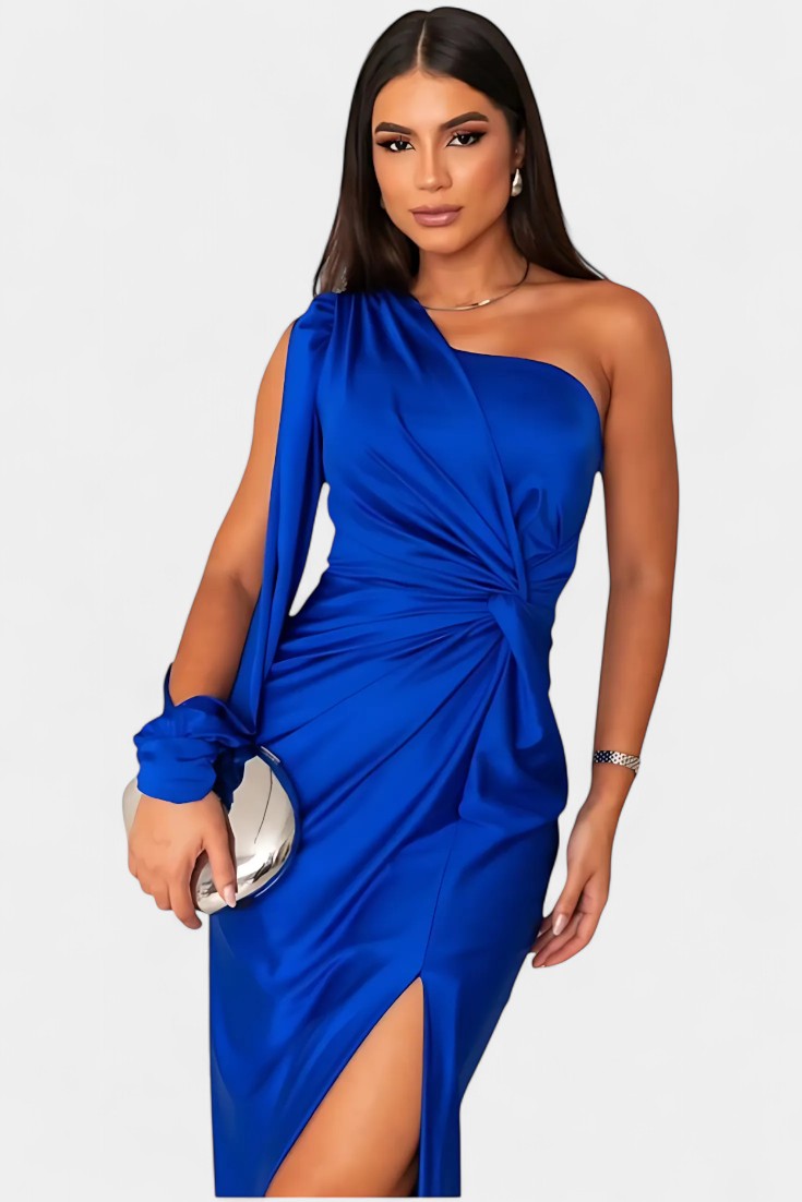 Charlotte Asymmetric Draped One-Shoulder Dress