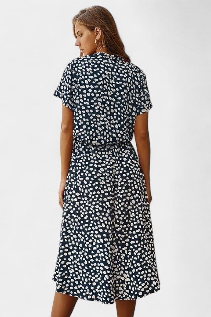 Rovena Polka Dot Shirt Midi Dress