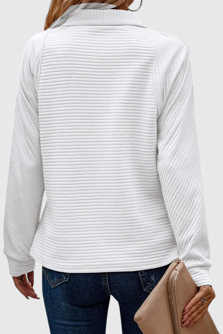 Helene Zip V-Neck Long Sleeve Jumper