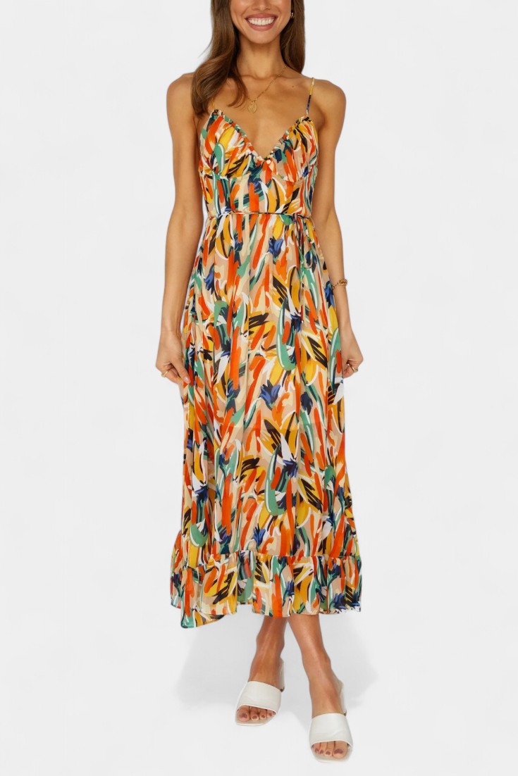 Fiona Vibrant Print Midi Dress