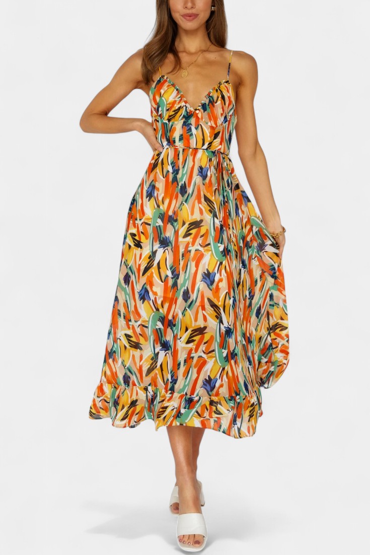 Fiona Vibrant Print Midi Dress