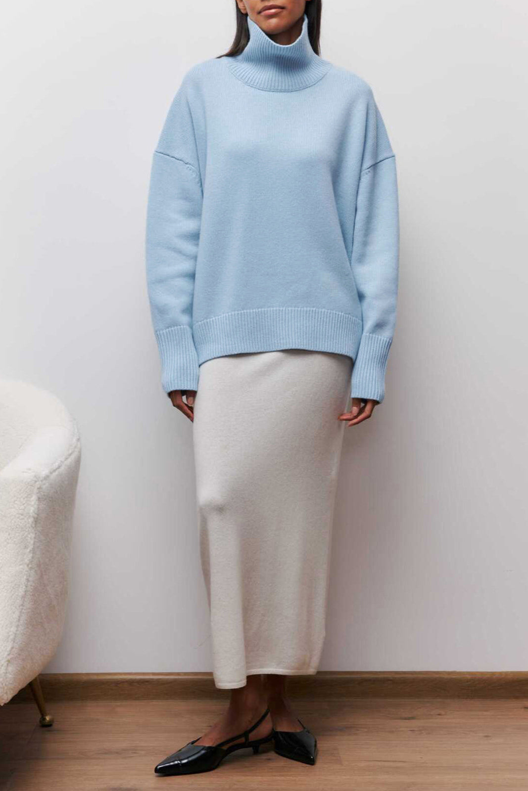 Kaisey Cloudless Sky Turtleneck Oversized Jumper