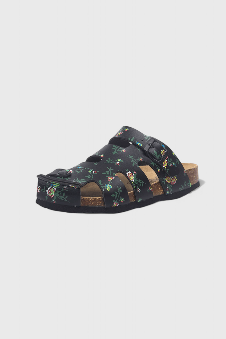 Isolde Buckled Cork Slide Clogs