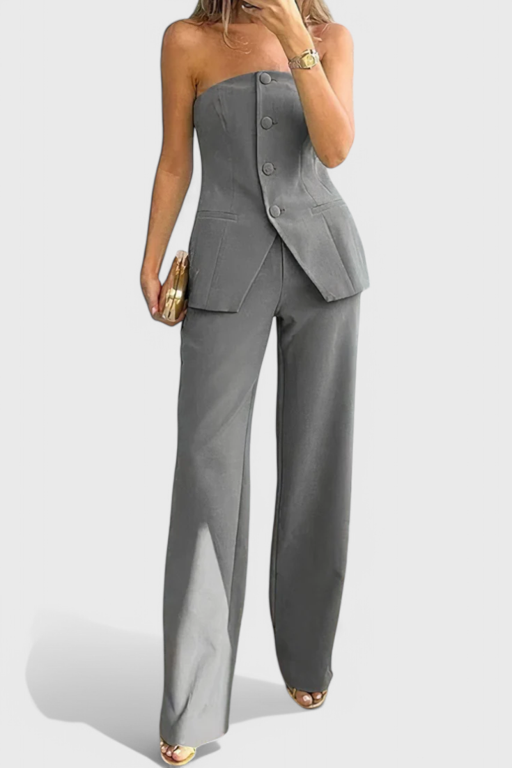 Ekaterina Modern Tube Top & Wide-Leg Trousers Set