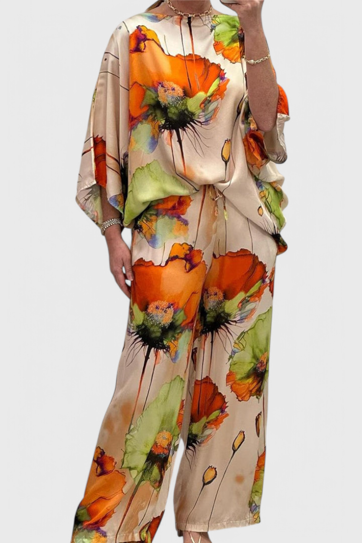 Karoline Floral Two-Piece Set with Relaxed Fit