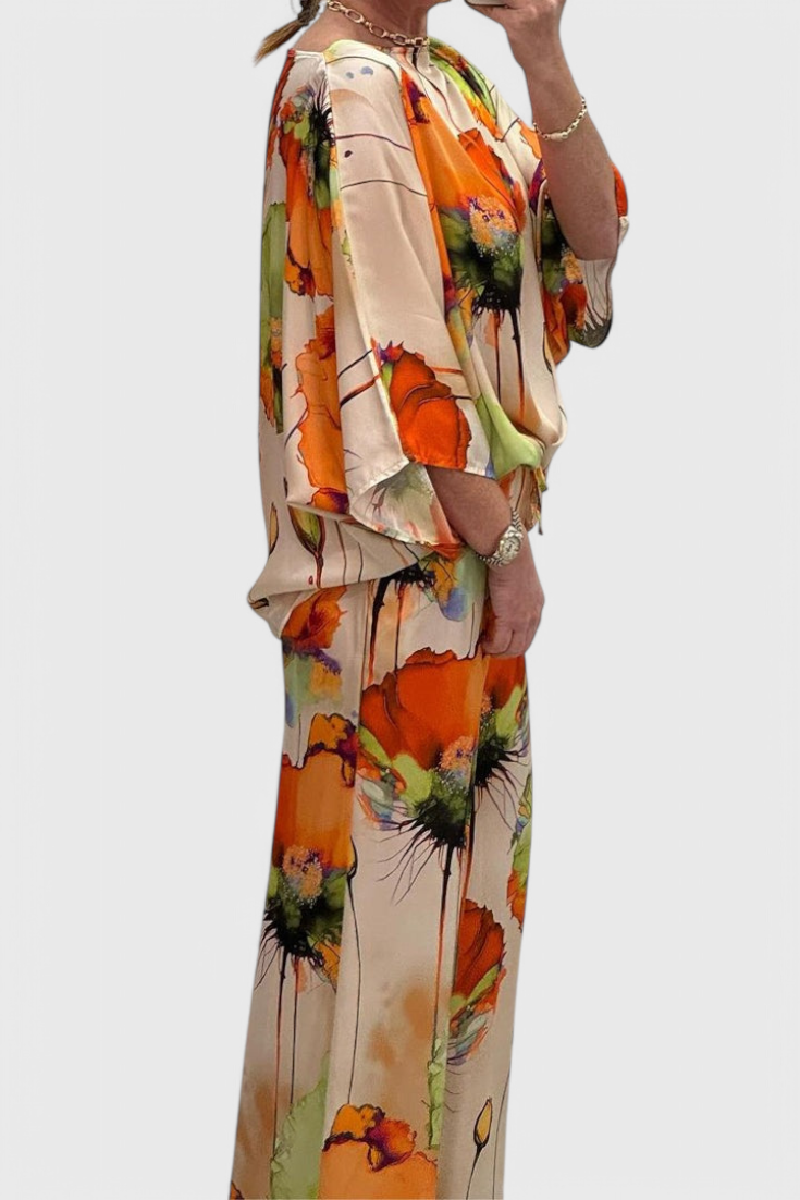 Karoline Floral Two-Piece Set with Relaxed Fit