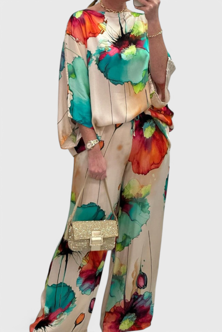 Karoline Floral Two-Piece Set with Relaxed Fit
