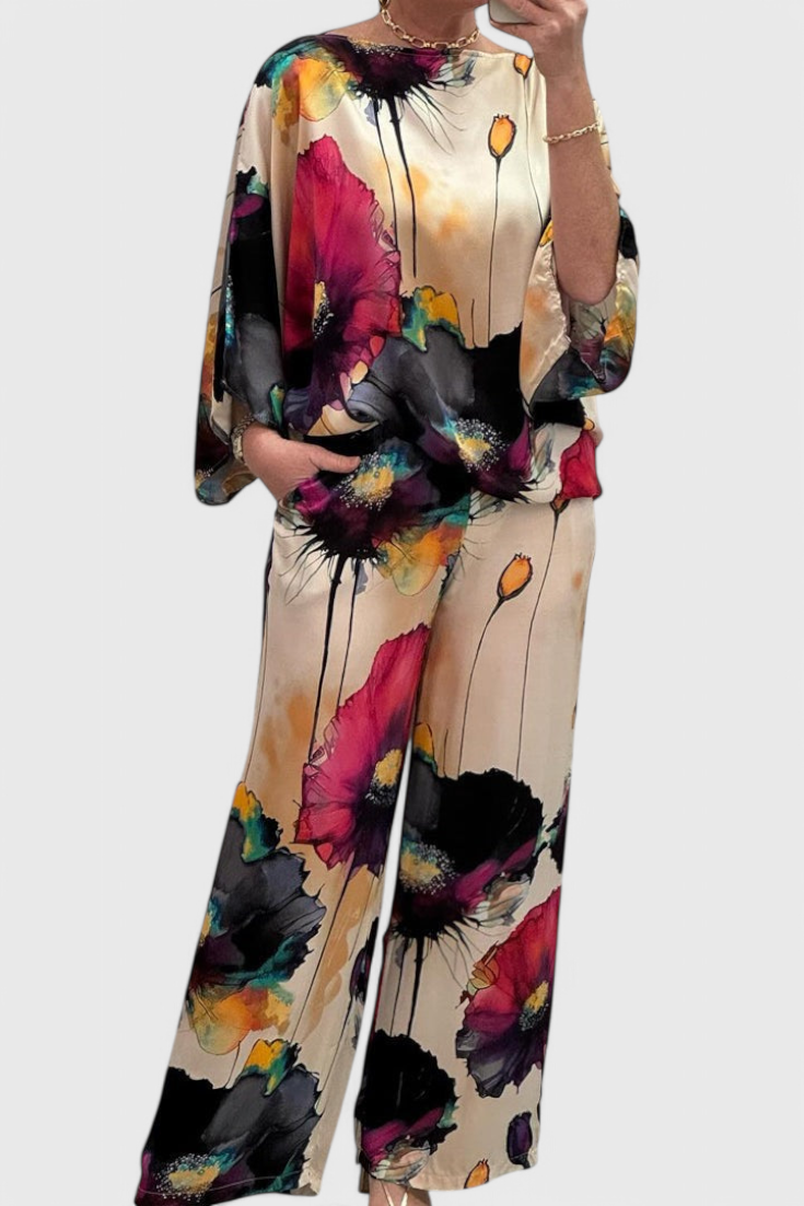 Karoline Floral Two-Piece Set with Relaxed Fit
