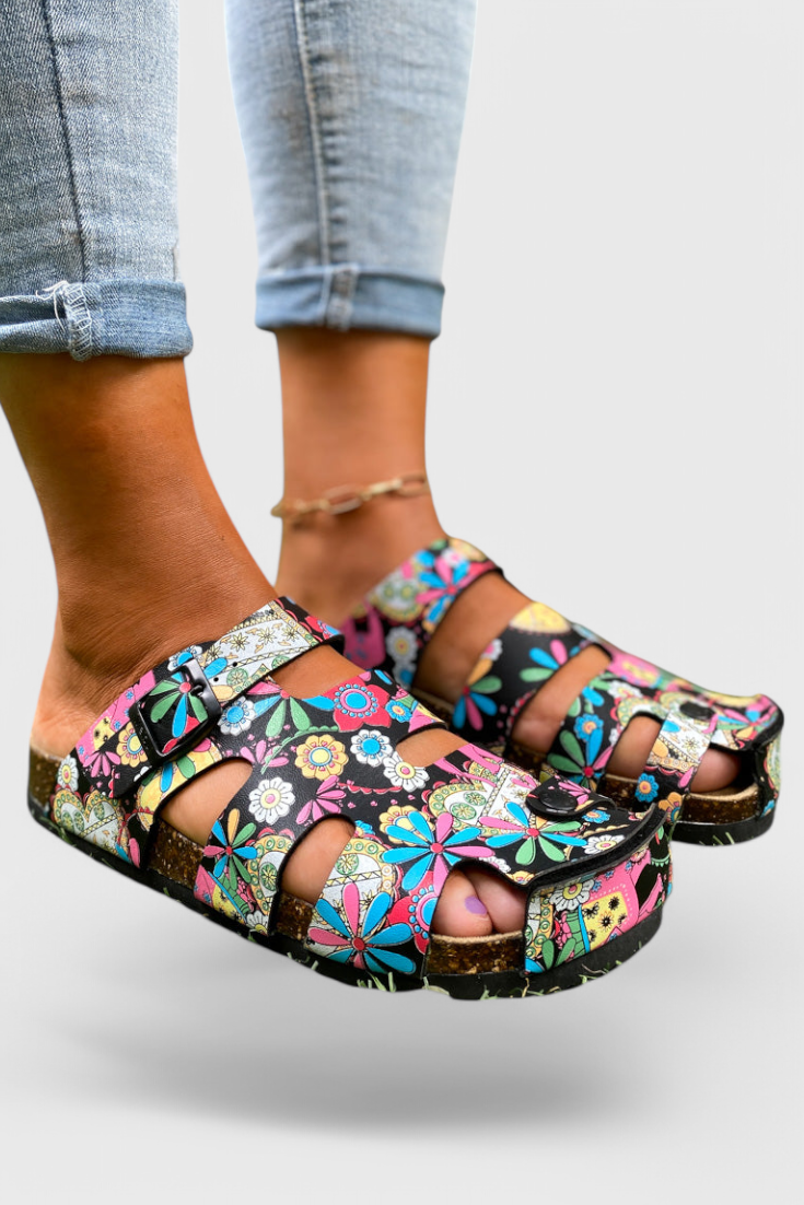 Isolde Buckled Cork Slide Clogs