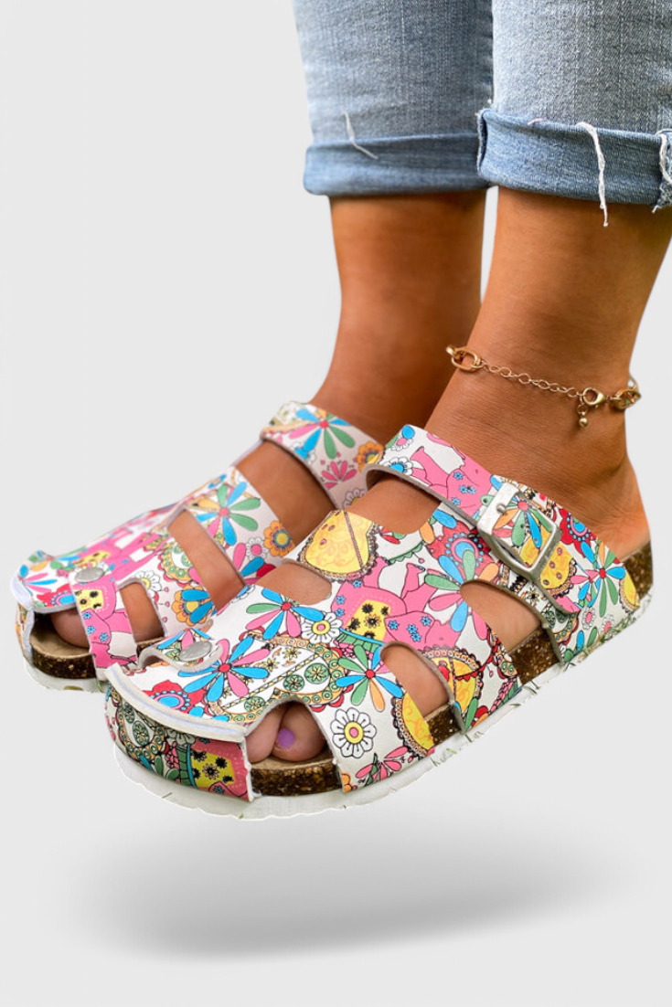 Isolde Buckled Cork Slide Clogs