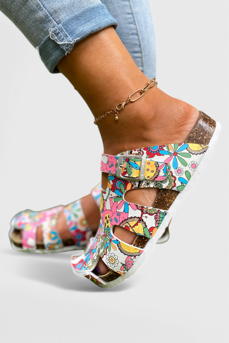 Isolde Buckled Cork Slide Clogs