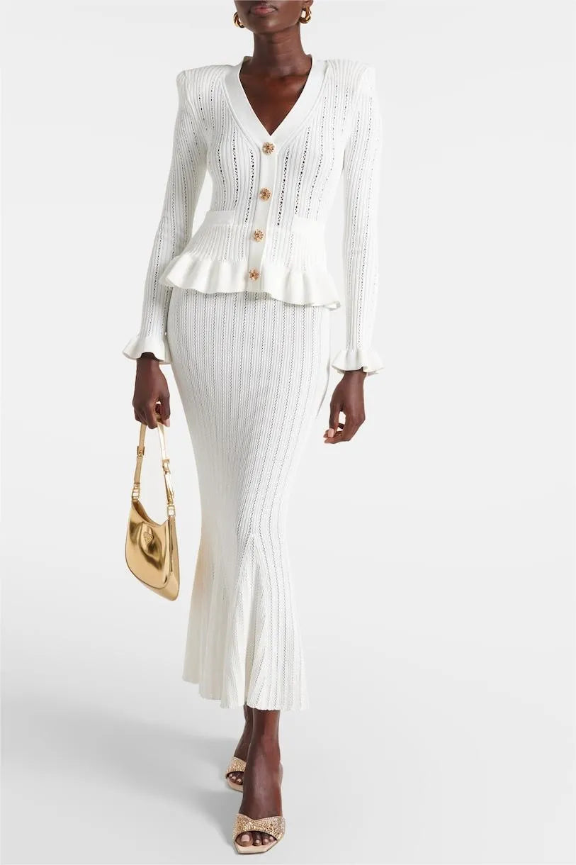 Cressida Refined Knit Midi Dress & Buttoned Top Set