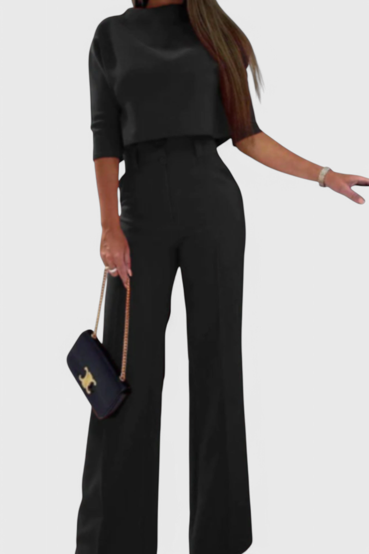 Cleo 2 Set with 3/4 Sleeve Top and Wide-Leg Trousers