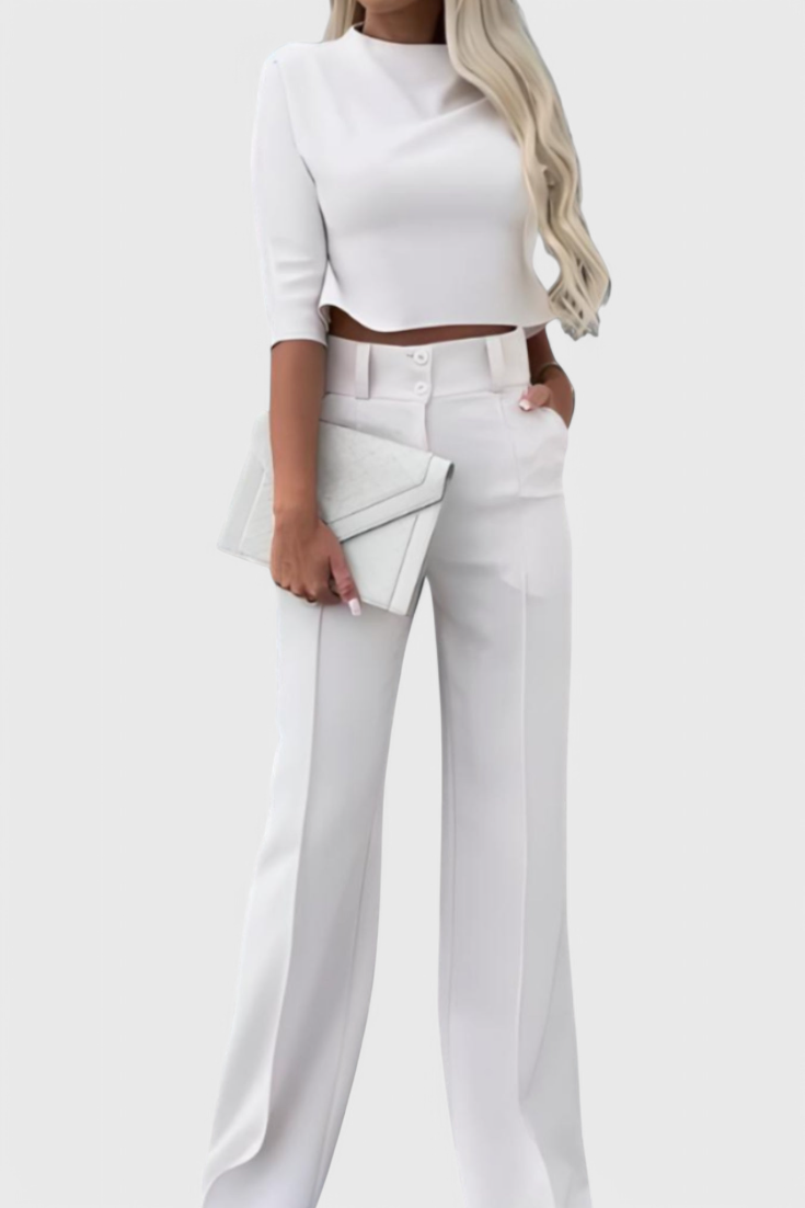 Cleo 2 Set with 3/4 Sleeve Top and Wide-Leg Trousers