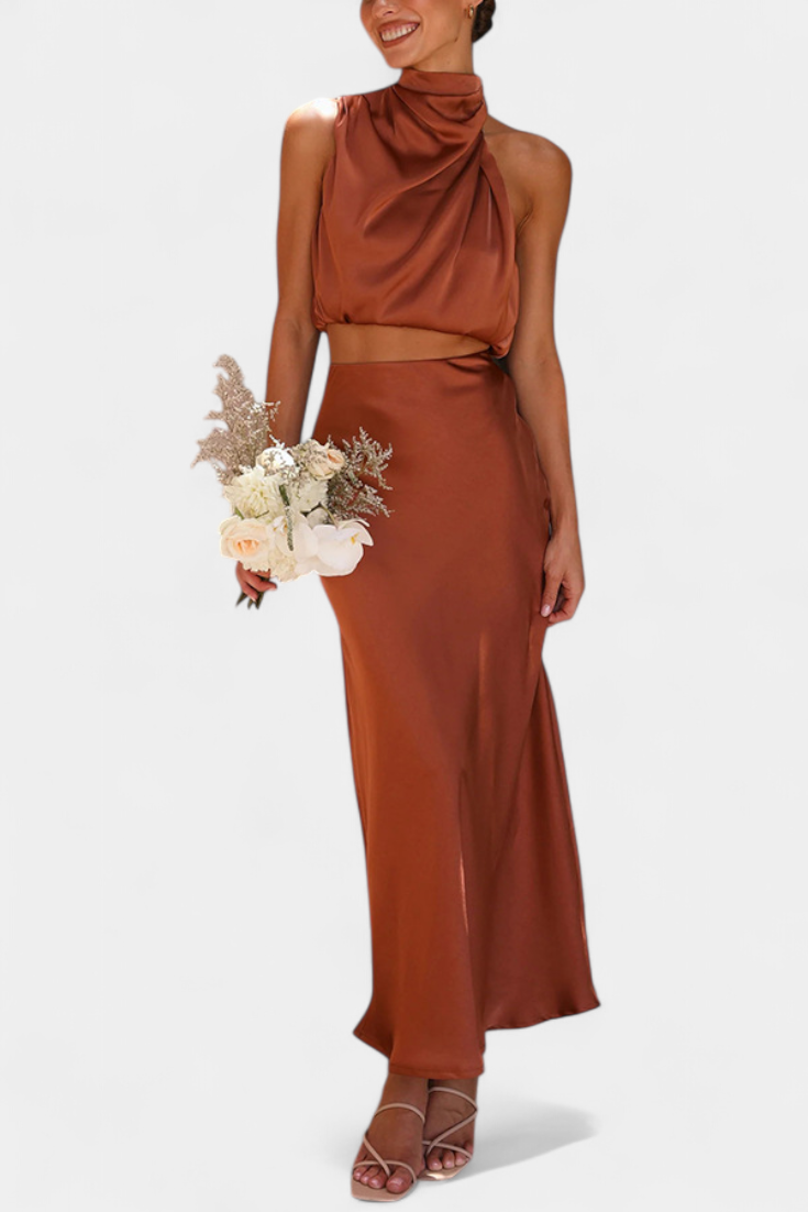 Hanna Asymmetric Top & Skirt Set