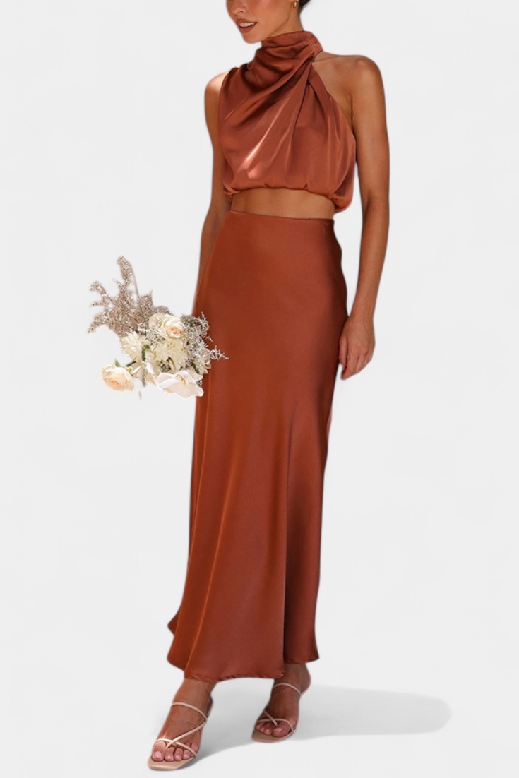 Hanna Asymmetric Top & Skirt Set