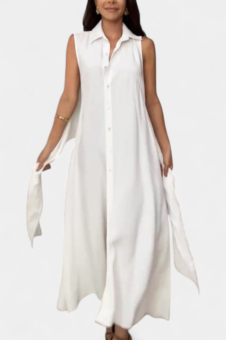 Meryl Shirt-Style Single-Breasted Midi Dress