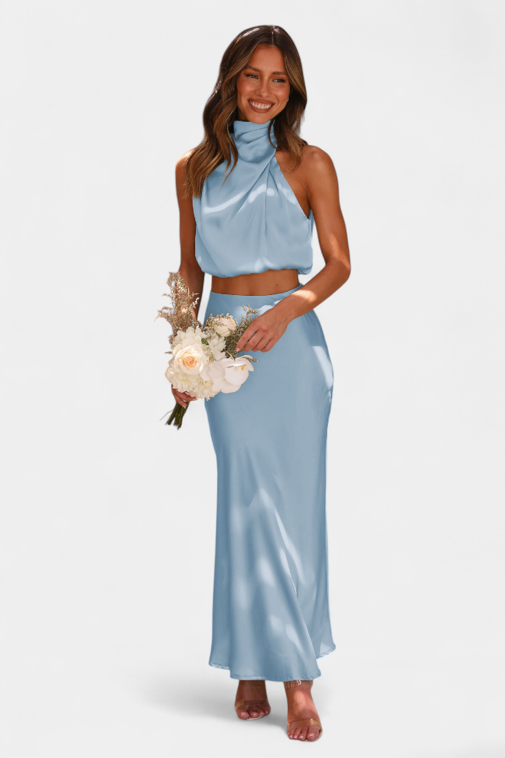Hanna Asymmetric Top & Skirt Set