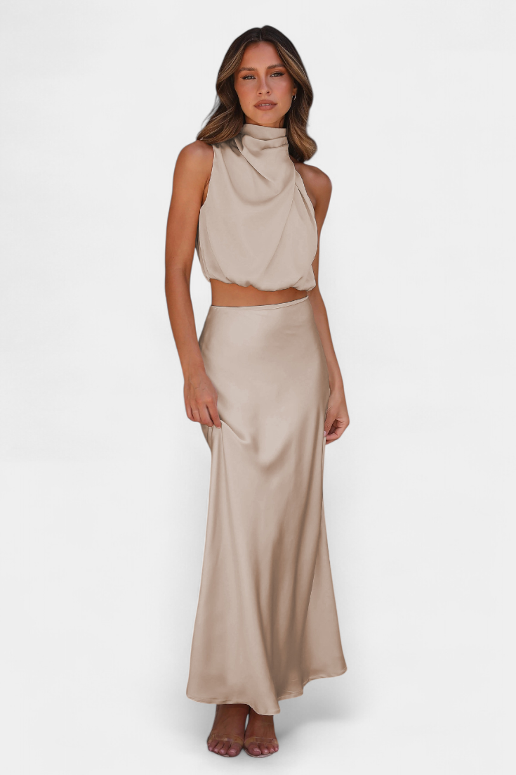 Hanna Asymmetric Top & Skirt Set