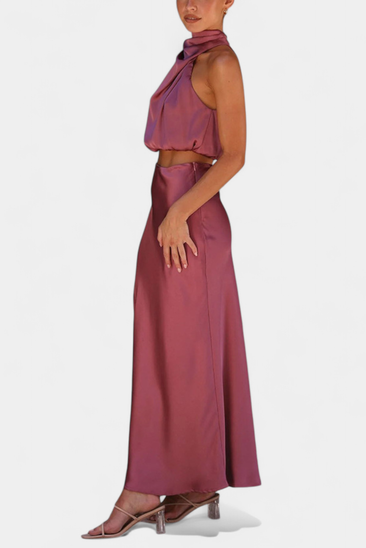 Hanna Asymmetric Top & Skirt Set