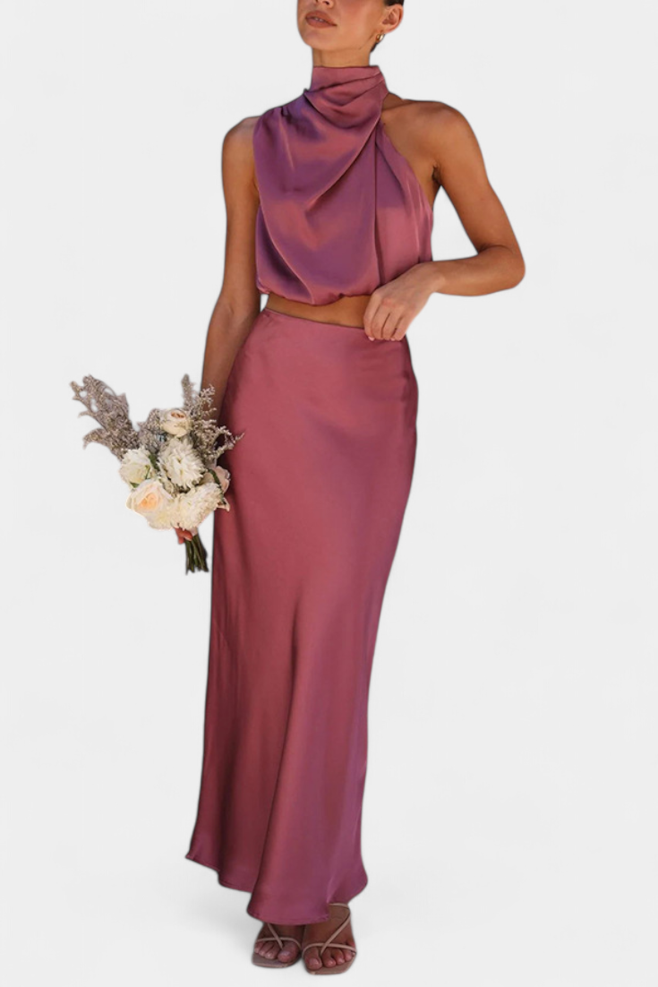 Hanna Asymmetric Top & Skirt Set