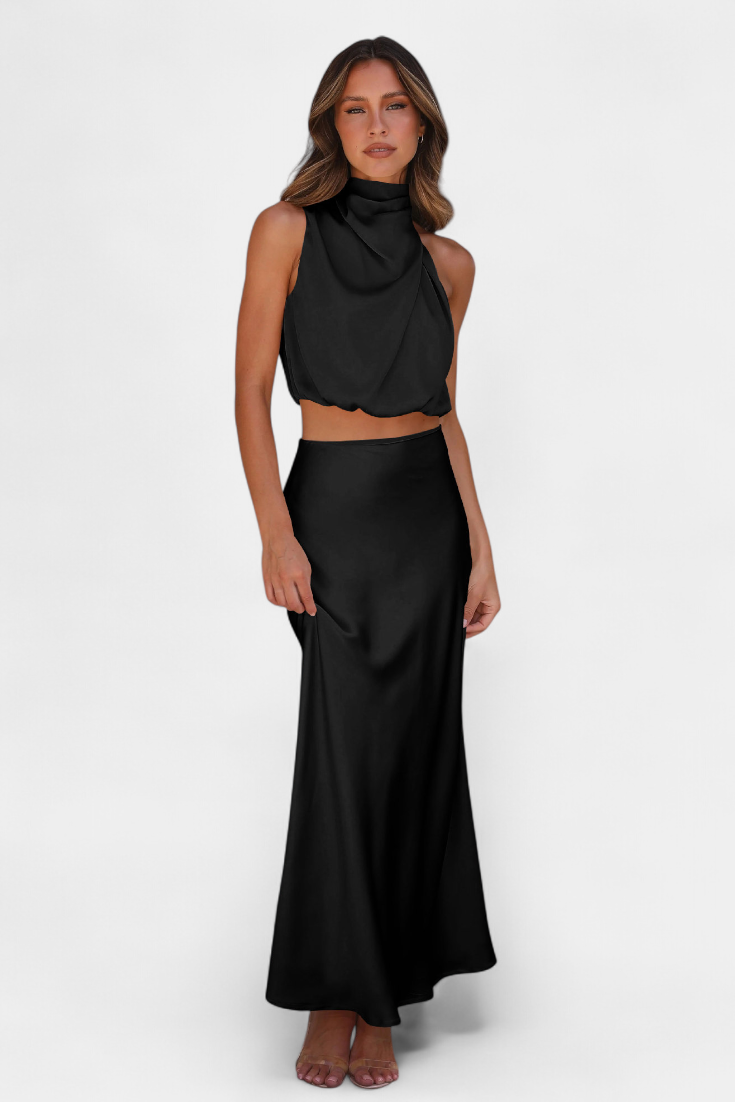 Hanna Asymmetric Top & Skirt Set