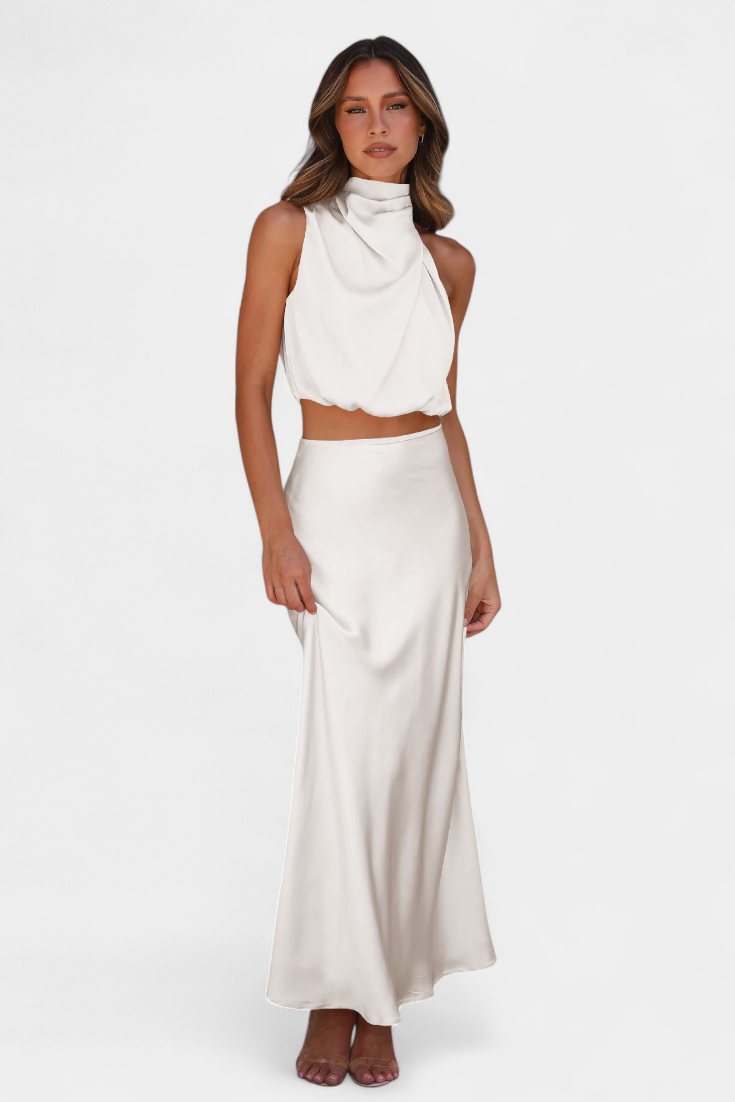 Hanna Asymmetric Top & Skirt Set