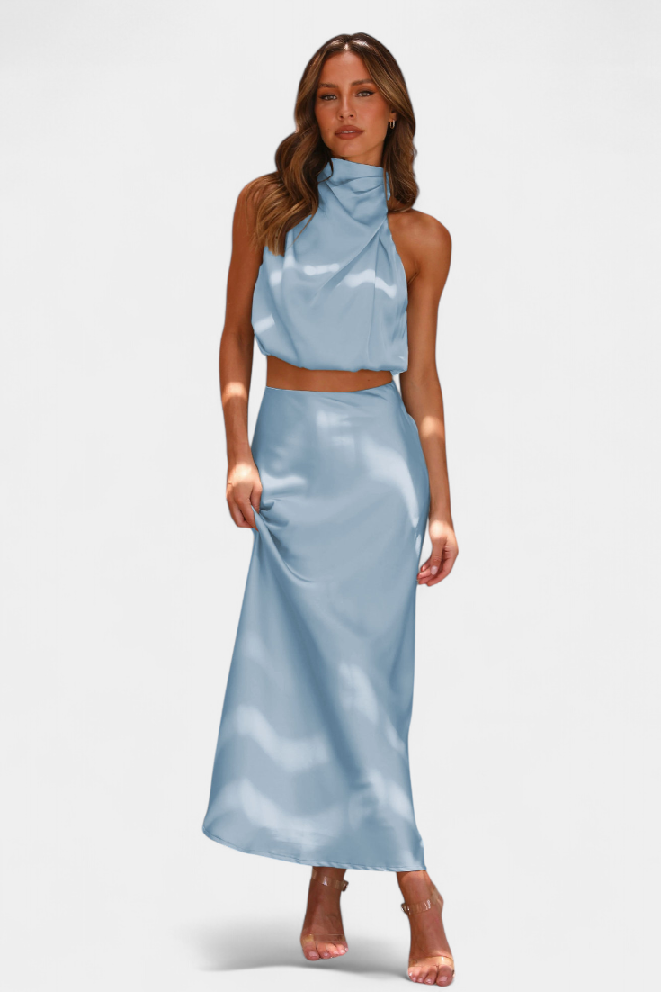 Hanna Asymmetric Top & Skirt Set