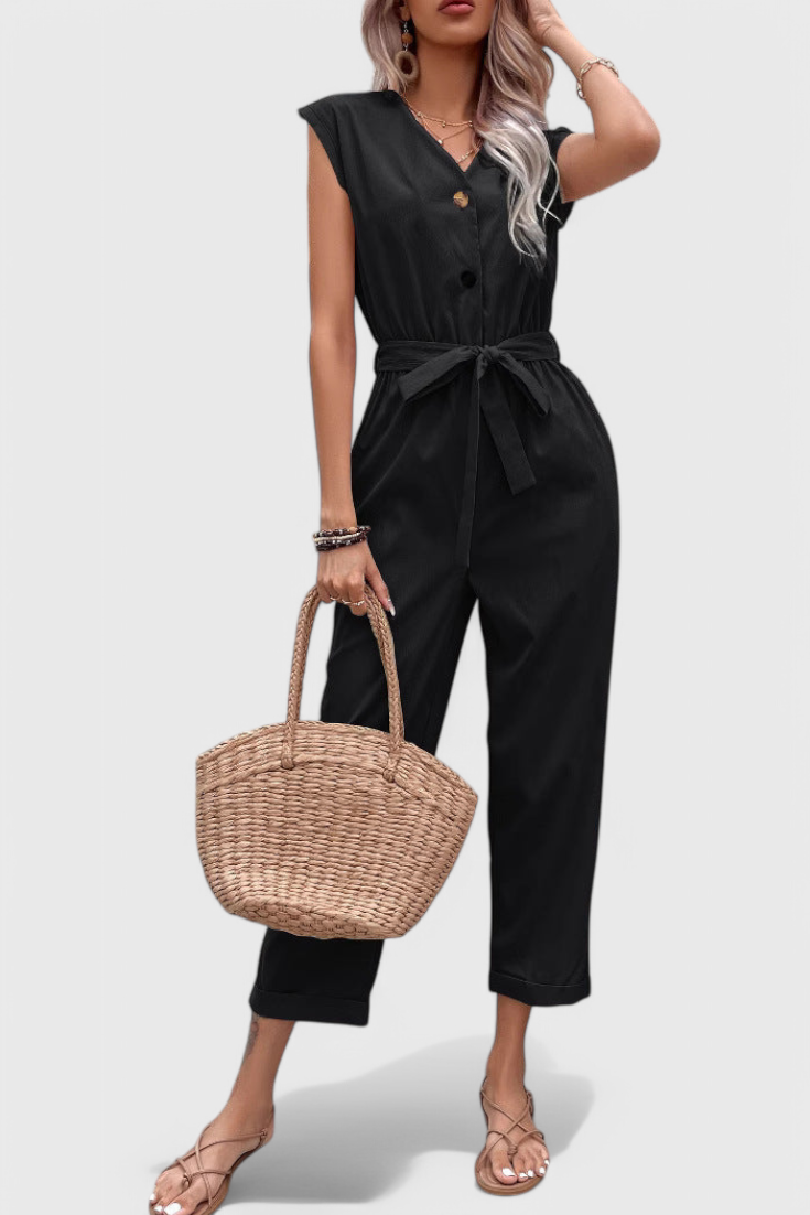 Marisol Sleeveless Button-Front Jumpsuit