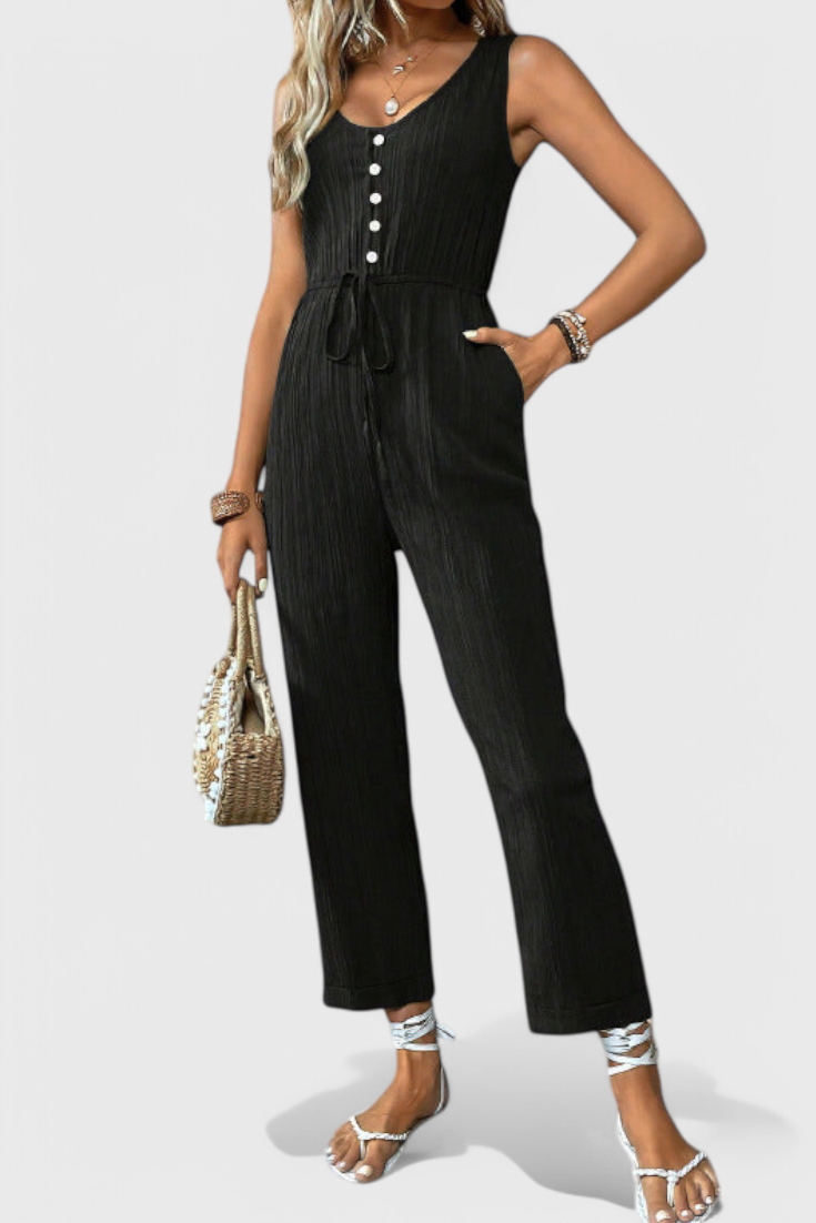 Marisela Textured V-Neck Jumpsuit