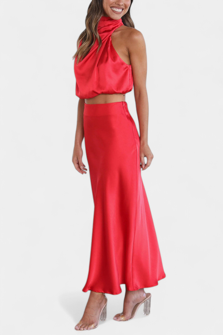 Hanna Asymmetric Top & Skirt Set
